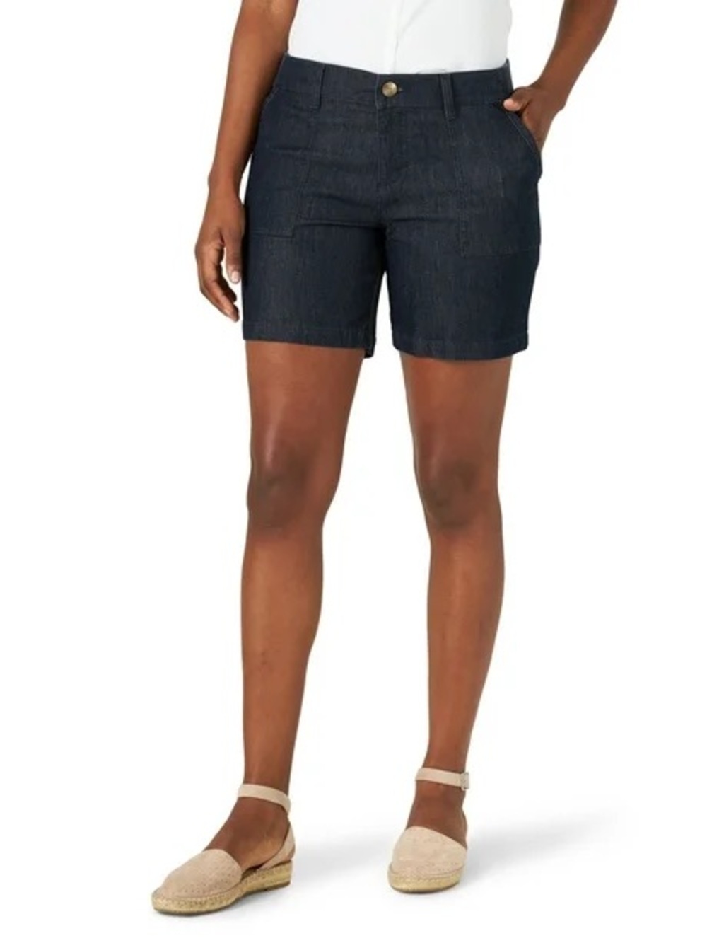Lee Women's Dark Indigo Denim Mid-Rise Shorts